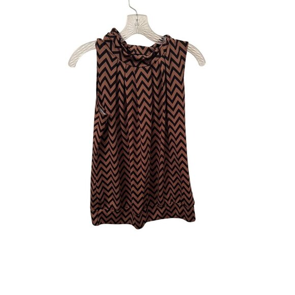 Boutique black and brown chevron blouse size Large - Picture 1 of 3